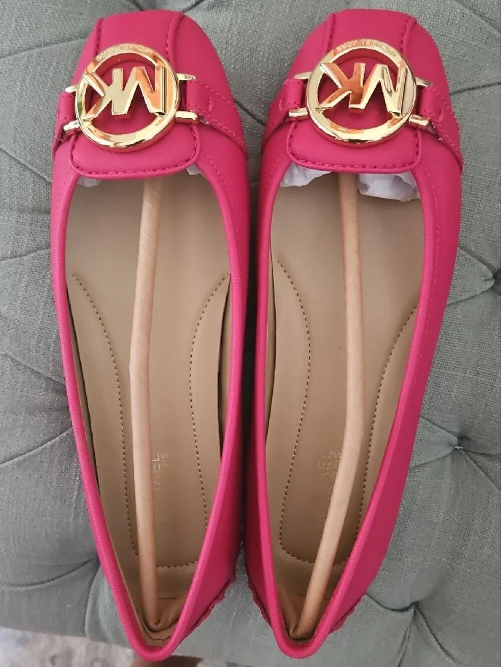 Michael Kors Hot Pink Ballet Flats with Gold Hardware